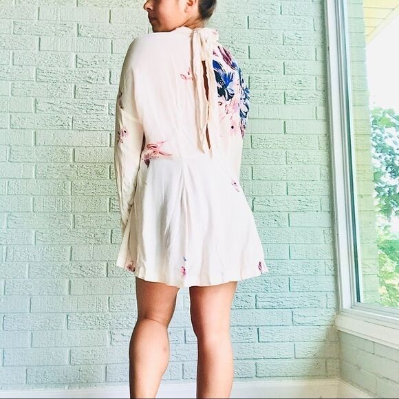 Free People Long Sleeve Tie Open Back Floral Dress - Picture 3 of 8